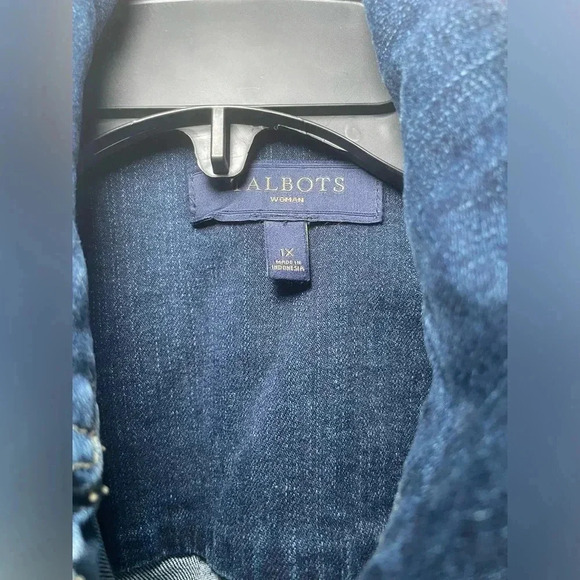 Classic Jean Jacket - Talbots Woman’s Plus Size 1X Denim Jacket Rich Deep Denim - Picture 5 of 6